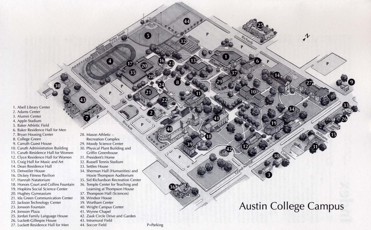 Austin college campus hartă