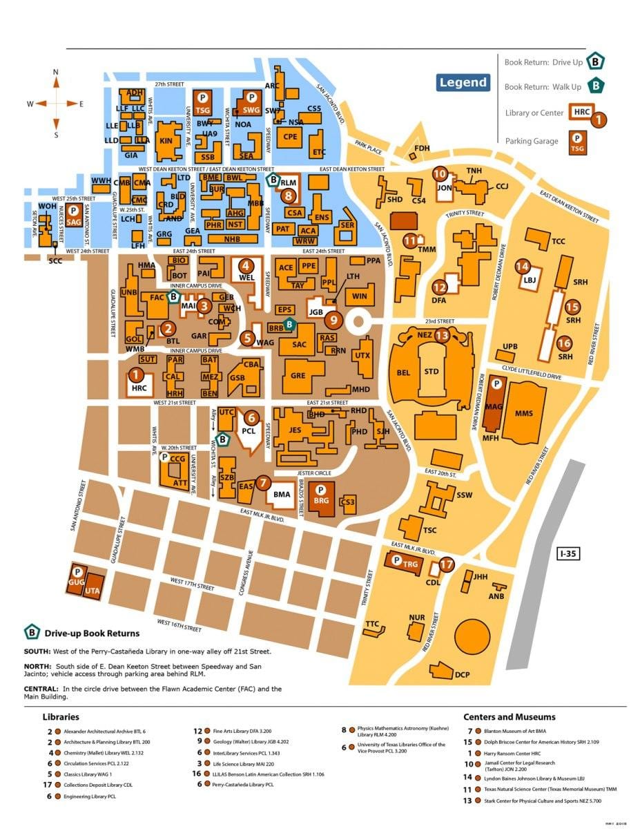 harta ut Austin campus